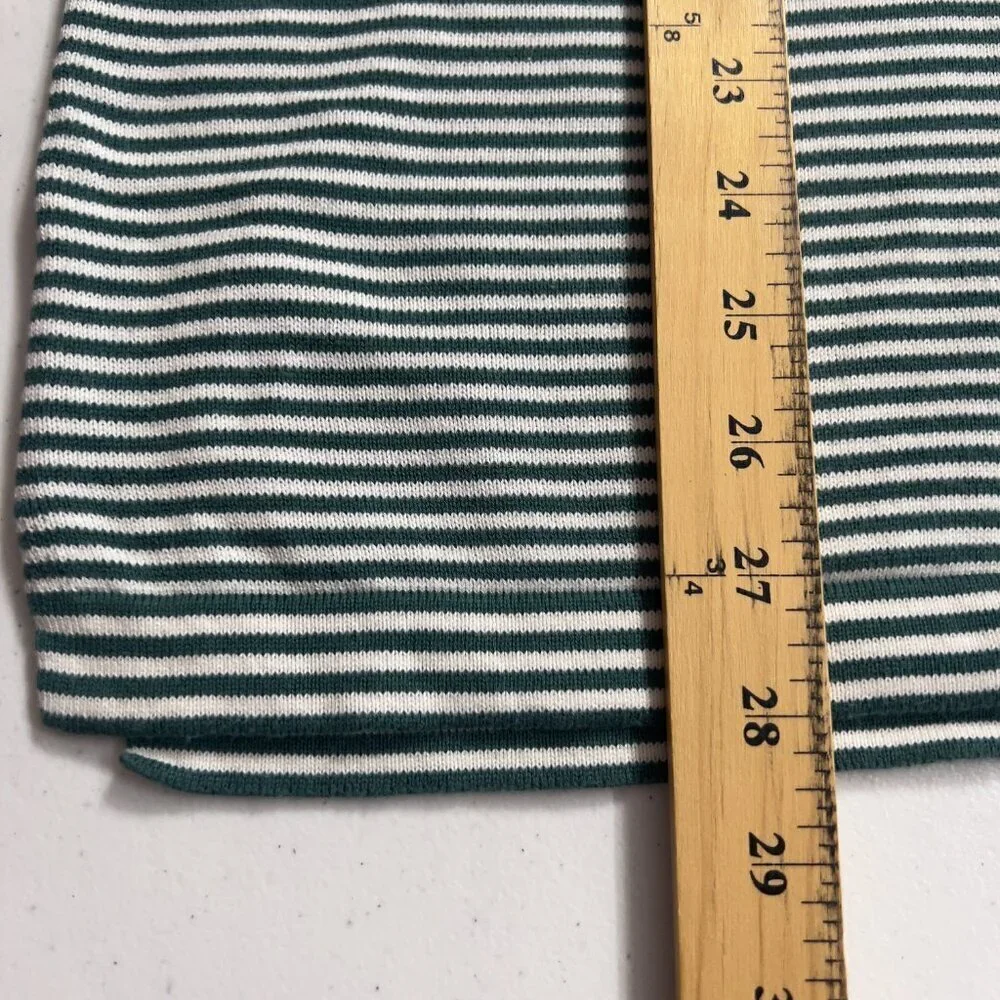 J.Crew Women’s Green & White Striped Cotton Crewneck Sweater Size L